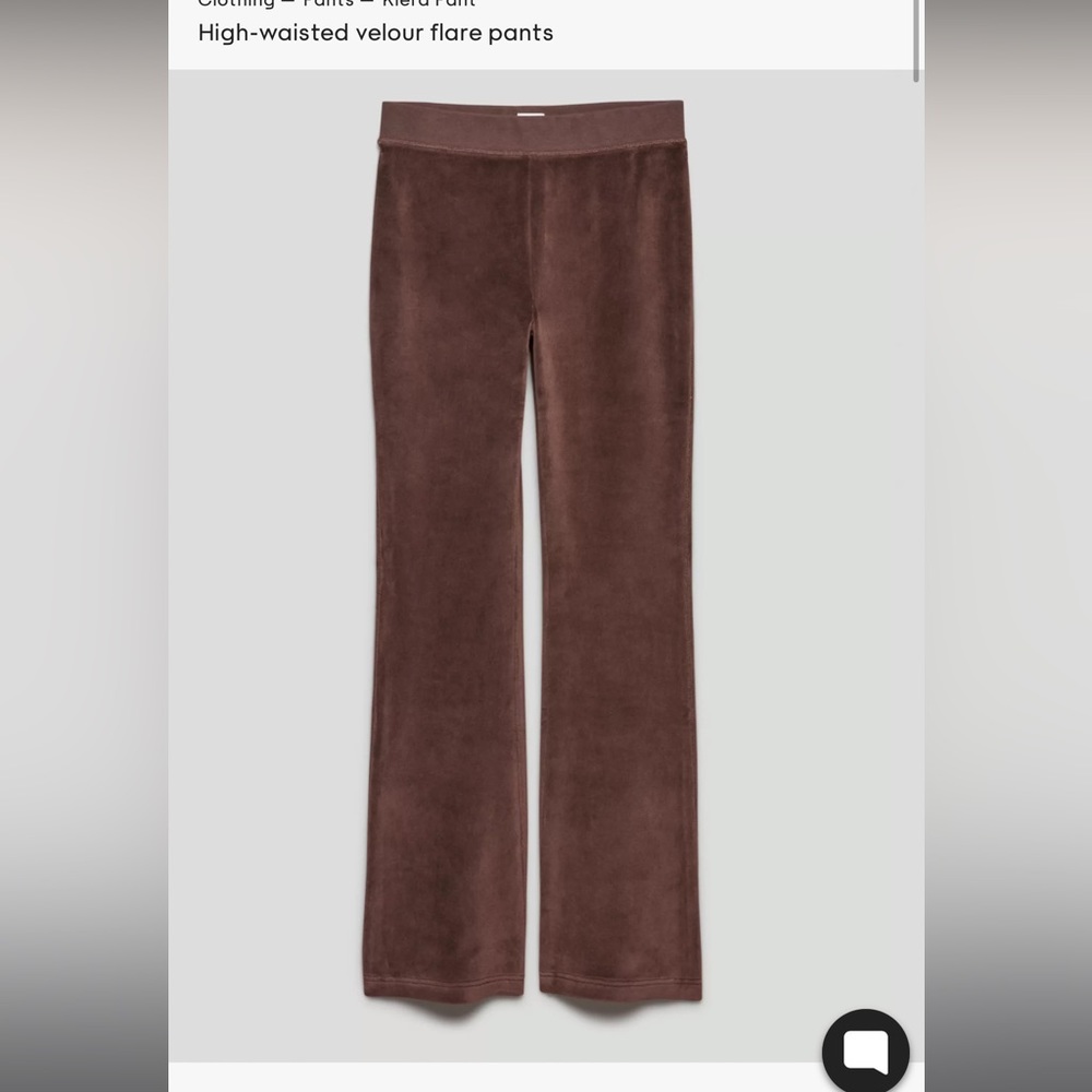 Aritzia High-Waisted Velour Flare Pants — Brown